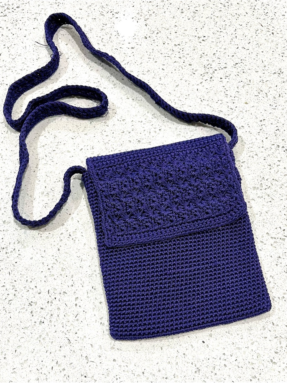 Women’s Worthington Royal Blue Crochet 6” X 8” Cross Body Boho Bag Flap/Zip Top